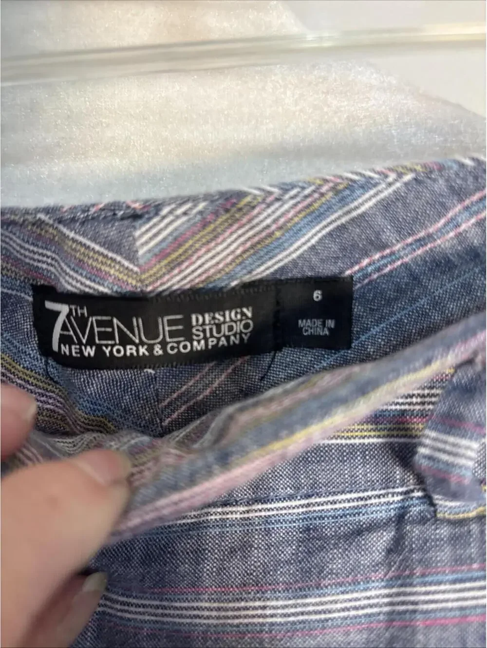 Ladies 7th Avenue 100% Cotton Shorts‎ Sz 6 Stripes Blue/pink Lightweight